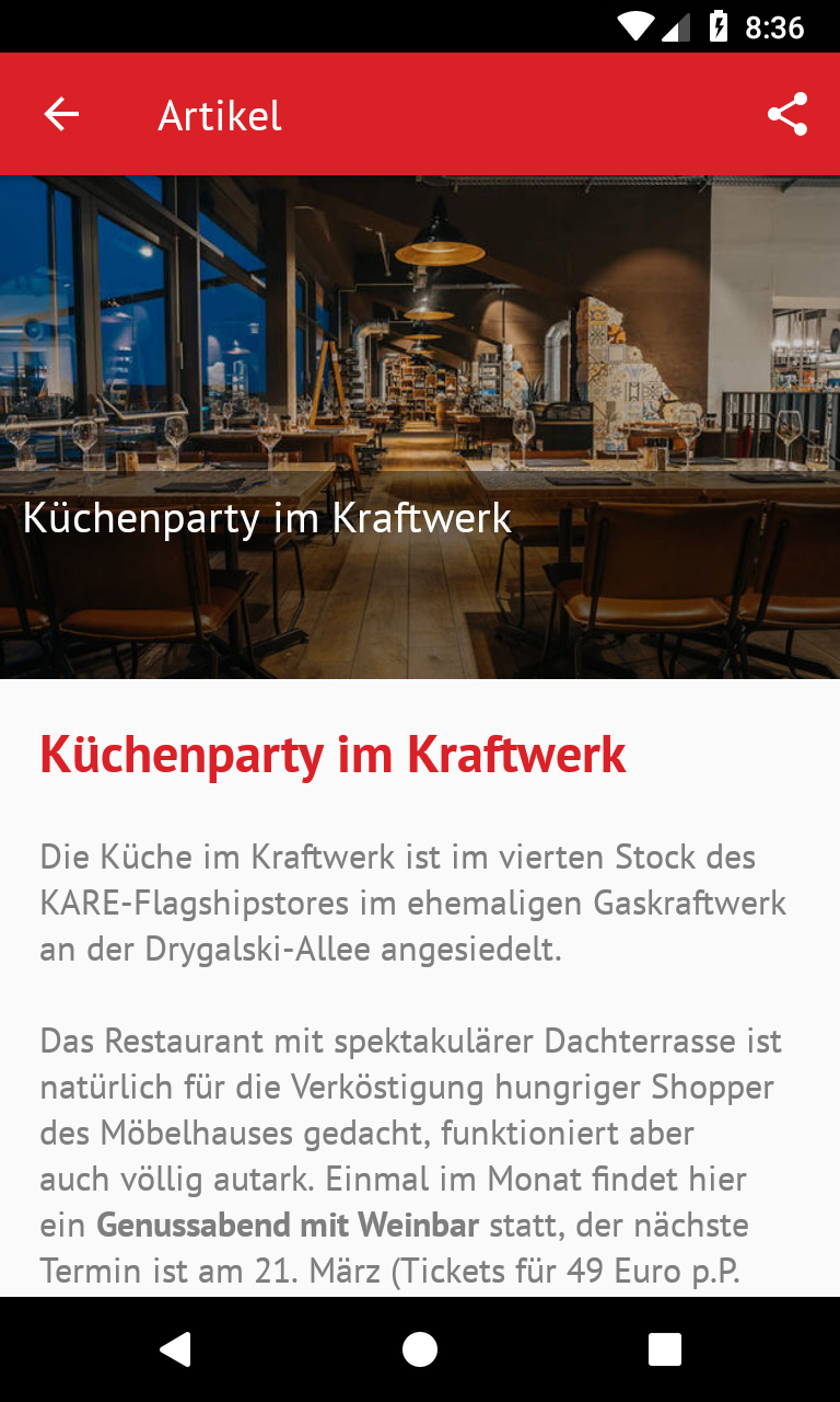 Screenshot Artikel Details